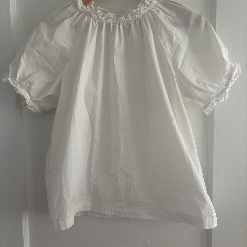Hill House White Puff Sleeve Peasant Top